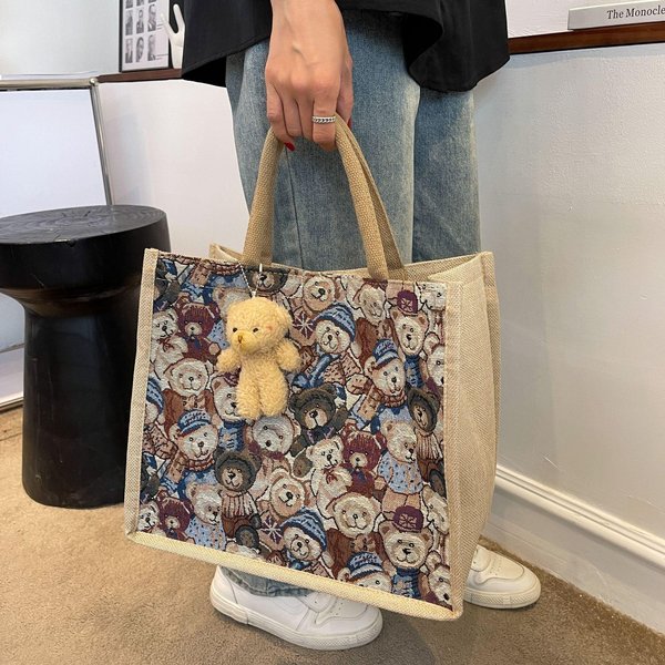 Torba Tote Na Ramię O DużEj PojemnośCi Dla Studentek, Klasa, Nowa Moda I Wszechstronna, PłóCienna, Do RęKi, Torba Dla Mamy, Modna Gray-image