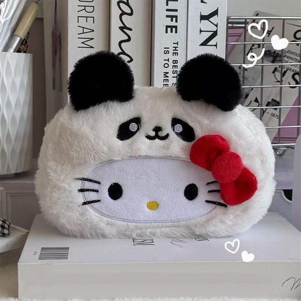 Kawaii Hello Kitty Pluszowy PióRnik KreskóWkowa Kosmetyczka DużA Pojemność ArtykułY Papiernicze Kosmetyki Etui Na OłóWki Torba Do Przechowywania Prezent-image