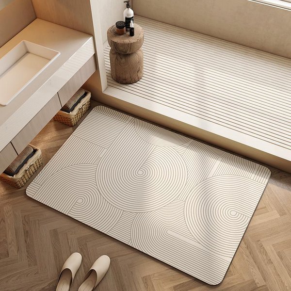 Mata PodłOgowa Do łAzienki Cream Air Diatom Mud Kitchen Strong Absorbent Mata Drzwiowa Do Toalety Mata PodłOgowa Do Toalety Mata Drzwiowa Do Toalety 40 * 60Cm White-image