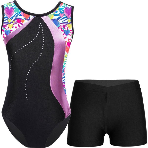 DziecięCe DziewczęCe Trykoty Gimnastyczne Bez RęKawóW Z Szortami Baletowe Stroje Do TańCa Unitard Athletic Practice Costume 13-14 Years-image