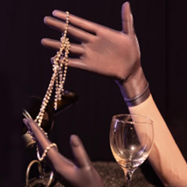 Guantes Medias De Mujer Brillantes Aceitosas Ajustadas Sexy Alta Elasticidad Transparentes Ultradelgadas Ropa De Club Guantes Cortos Para MuñEca De Hombre Brown-image