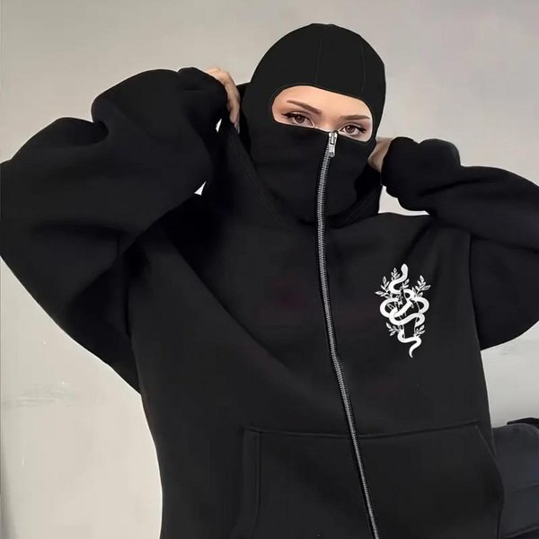 MęSka Czarna Bluza Z PodwóJnym Zamkiem, Bluza Z Kapturem Hip-Hopowa Streetwear LuźNa Z Grafiką Berlin, Bluza Z Kapturem Na Zamek BłYskawiczny, Bluza Z Kapturem Pulower Kurtka Miejska XXL Black-image