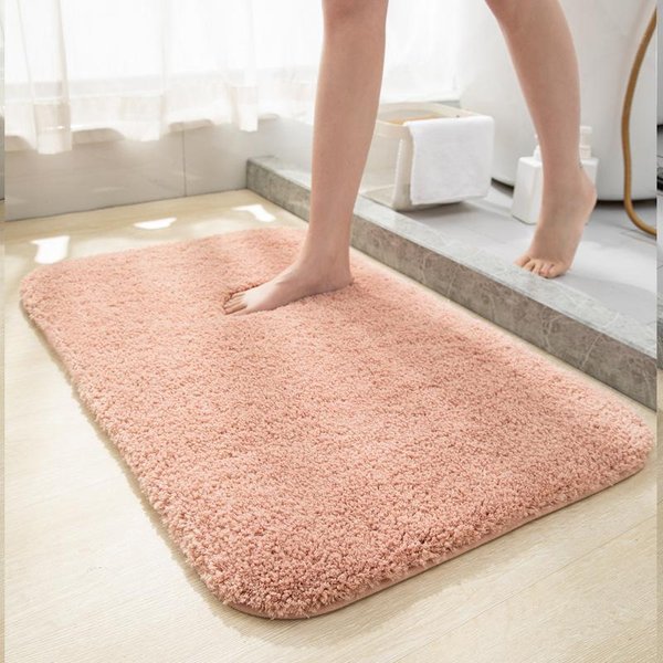 Pluszowy ZagęSzczony Dywan Prosta ŁAzienkowa ChłOnna Mata Pod Drzwi Kwadratowa Mata Pod Stopy Toaletowa Mata AntypośLizgowa 40*60Cm Beige-image