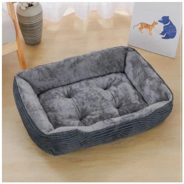 Cama Para Perro, Gato, Mascota, Perrera Cuadrada De Felpa, Sofá Cama Para Perro PequeñO Y Mediano, CojíN Calmante Para Mascotas, Cama Para Perro, Casa, Suministros Para Mascotas, Accesorios M (55X40CM) Gris-image