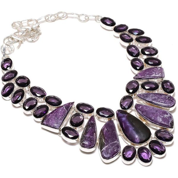Purpurita, Amatista Piedra Preciosa Plata De Ley 925 JoyeríA Collar 18 Gray-image