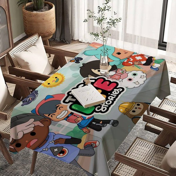 Toca Boca Toca Life World Mantel Rectangular Impermeable DecoracióN De Fiesta Mantel Para Mesa De Comedor Cocina RúStica Decoraciones De Boda 100X160Cm Gray-image