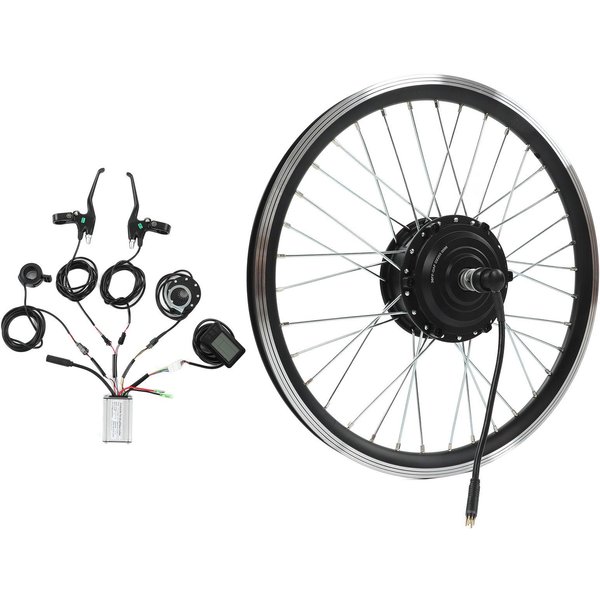 Zestaw Do Konwersji Przedniego KołA Roweru Elektrycznego 36V 48V 250W Zestaw KołA Z Silnikiem Z NapęDem Przednim Ze Sterownikiem 15A WyśWietlacz LCD7U-image