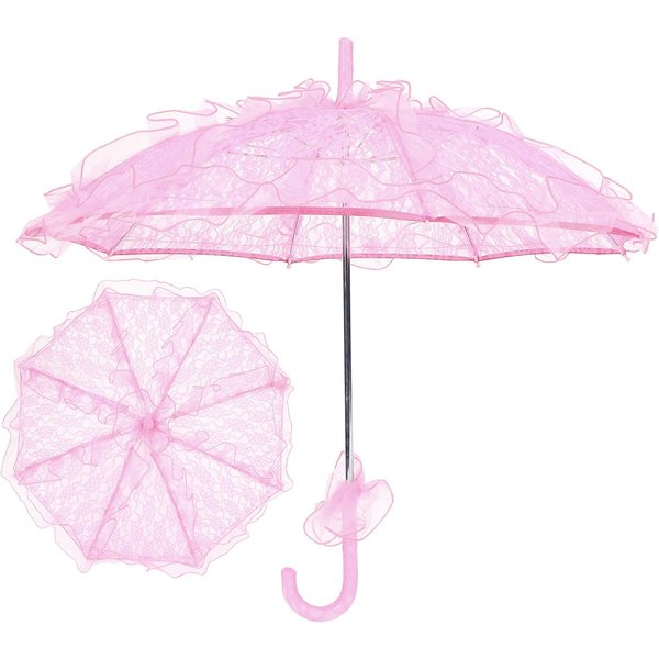 ŚLubny Parasol Dla Panny MłOdej Unikalny SkłAdany Parasol Z Koronki Rekwizyty WystęPowe RóżOwy RóżOwy-image