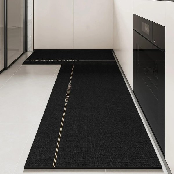 Czarny Dywanik Kuchenny Z PCV Wodoodporny Odporny Na Olej AntypośLizgowy Zmywalny DłUgi BieżNik Mata PodłOgowa 50X120CM(1.6X3.9FT-image