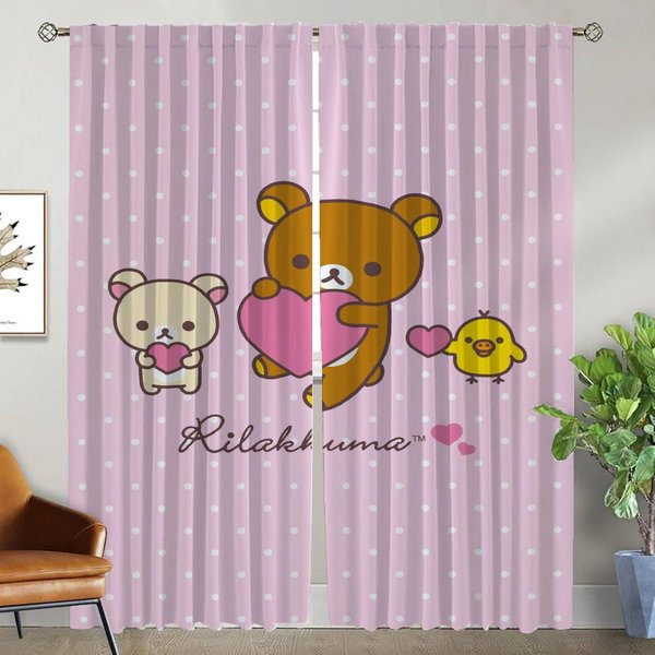 Cortinas De Cocina Rilakkuma Para Sala De Estar Cortina ParticióN DecoracióN De Halloween Cortinas Para Interior Del Hogar 2 Piezas Estores NiñO W60Xh90Cmx2Pcs-Cl-image