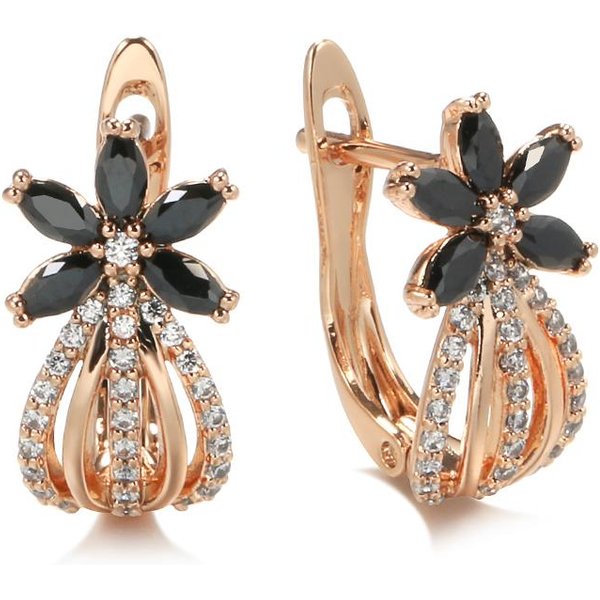 Nuevos Pendientes De Flor De Cristal Color Oro Rosa Para Mujer Moda Pendientes De Circonita Natural Negra Moda Diaria Fiesta JoyeríA Linda Beige-image