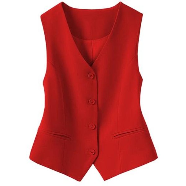 Chaleco De Traje Sin Mangas Para Mujer Corte Slim Monopetapa Chaleco De Negocios Cuello En V Chaleco Elegante Abierto 3XL Rojo-image