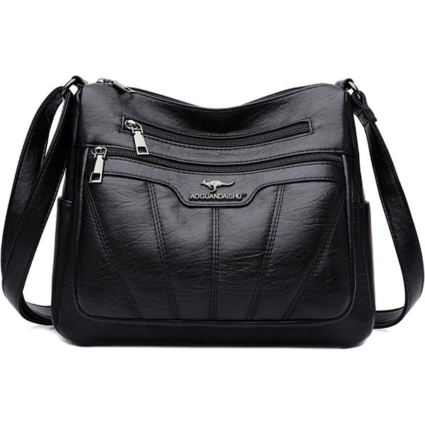 MięKka SkóRzana Torba Damska Markowa Designerska Torebka Damska Torebki 2023 Luksusowa Damska Torba Na Ramię O DużEj PojemnośCi Torby Crossbody Sac Czarny-image