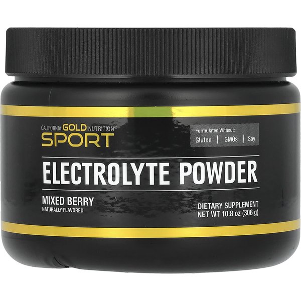 California Gold Nutrition, Sports, Polvo De Electrolitos, Sabor Frutos Rojos, 10.8 Oz (306 Gramos)-image