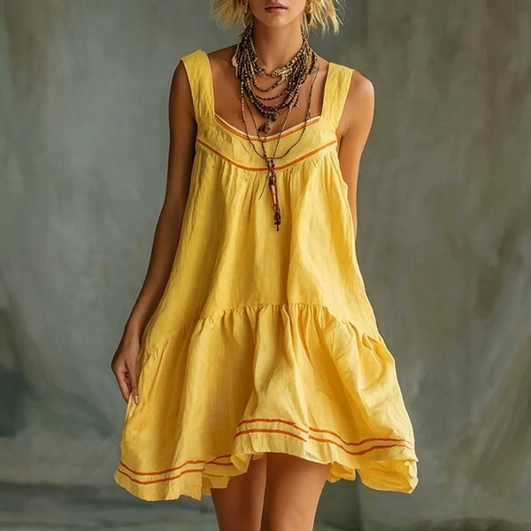 Vestido Mini Sin Mangas Para Mujer Casual Holgado Estilo Retro Vestidos De Verano Para Mujer Vestidos Largos Para Mujer Vestidos Boho Para Mujer L Brown-image