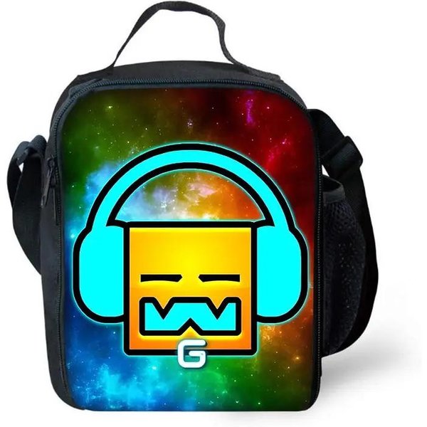 ZłY Geometry Dash Dziecko Izolowana Torba DużEj PojemnośCi Dla ChłOpca I Dziewczynki Uczeń Piknik Na ZewnąTrz Wielokrotnego UżYtku Termiczny ChłOdząCy Pojemnik Na Lunch 25X20X5Cm-image
