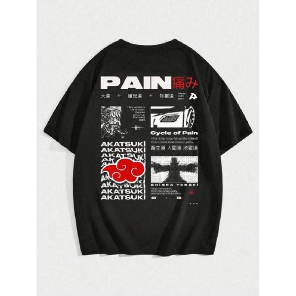 Camiseta Anime Pain Naruto Verano Harajuku Hombre Y Mujer Oversize Retro Streetwear Manga Corta Fitness Suelta Casual Y2K Top Xxxl Negro-image