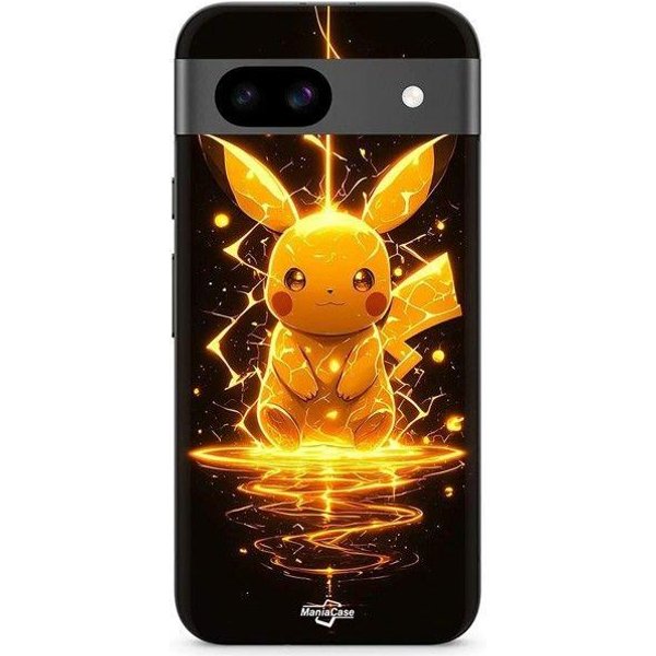 Coque De TéLéPhone - Maniacase - Google Pixel 8A - Silicone TPU - Noir - Pikachu Eclair-image