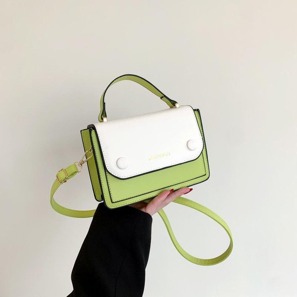 Bolso PequeñO Cuadrado De Hombro Cruzado Para Mujer, Nuevo De Primavera, Con Textura De Empalme De Color Contrastante, PequeñO, Fresco Y De Moda-image