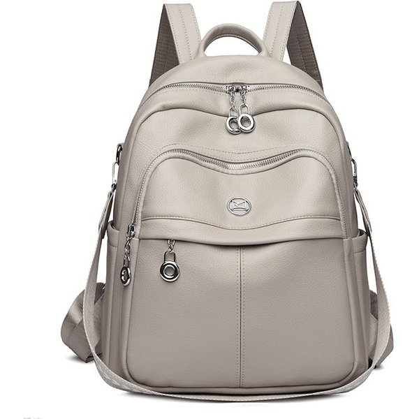 Mochila Nueva Gran Capacidad Cuero Suave Casual Bolso De Hombro Mochila Universitaria Moderna-image
