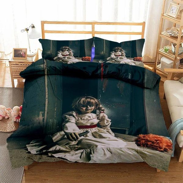 Zestaw PośCieli Z Horroru Annabelle Z Nadrukiem 3D PodwóJny Pojedynczy KróLewski Poszwa Na KołDrę KołDra Poszewka ChłOpcy DziewczęTa DorośLi Sypialnia 228X228Cm 3Pcs-image