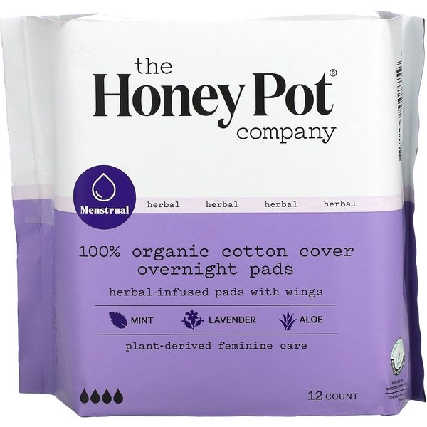 The Honey Pot Company, Discos Absorbentes Con InfusióN De Hierbas OrgáNicas, Para La Noche, 12 Unidades White-image