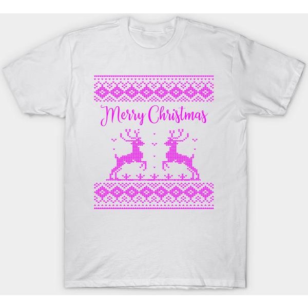 Camiseta Mujer Estilo SuéTer Feo Ciervo De Navidad Harajuku Estampado Kawaii Camiseta De Verano Manga Corta Camiseta Superior Femenina 4XL Blanco-image
