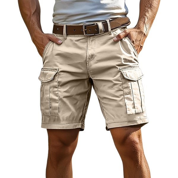 Pantalones Cortos Cargo Casuales Ligeros Para Hombre Con MúLtiples Bolsillos Corte Relajado DiseñO De Cinco Bolsillos Para Actividades Al Aire Libre Trabajo Viajes M Beige-image