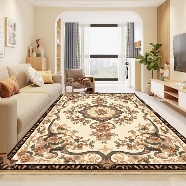PrzepięKny Dywan W Stylu Europejskim Do Salonu ZłOty Luksusowy Dywanik Do Sypialni Zmywalna Dekoracja Holu Domowego MięKka Mata PodłOgowa 160*200Cm-image