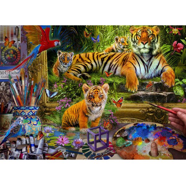 Pintura De Diamante Tigre Mosaico De Diamantes Navidad Bordado De Diamantes Animal 5D DIY Punto De Cruz 20X30CM-image