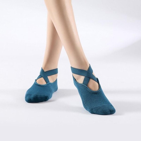 Wysokiej JakośCi AntypośLizgowe Skarpetki Pilates Dla Kobiet OddychająCe BandażOwe Skarpetki Jogi BawełNiane Fitness Taniec Barre Balet Sporty Skarpetki EUR 35-40 US 4.5-8.5 Niebieski-image