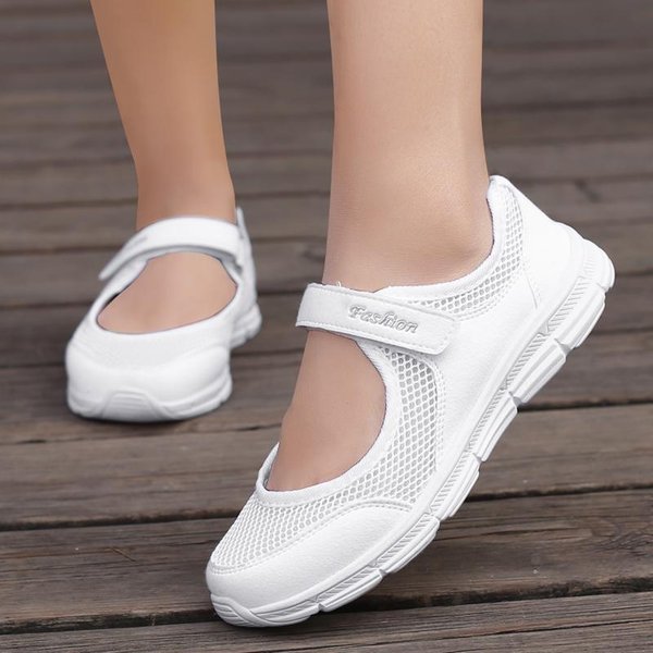 Zapatos Casuales De Verano Para Mujer, Zapatillas Suaves Y PortáTiles, Zapatos Para Caminar, Suelas Planas Para Mujer, Zapatos Blancos Transpirables Sin Cordones 38 Beige-image