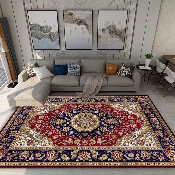 Alfombra Persa Retro DecoracióN De Sala De Estar Alfombras Para ÁRea De Sofá En Casa Alfombra Boho Para Dormitorio Alfombra Antideslizante Pasillo Mesas De Café Felpudo Lavable 60*90Cm Gray-image