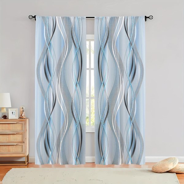 2 Sztuki ZasłOn Z Kolorowymi Paskami, ZasłOny Z Tunelem Na Karnisz W Wielu Rozmiarach 30*65, Dekoracja Domu, Dekoracja Pokoju 29Wx64L(75X166Cm)X2-image