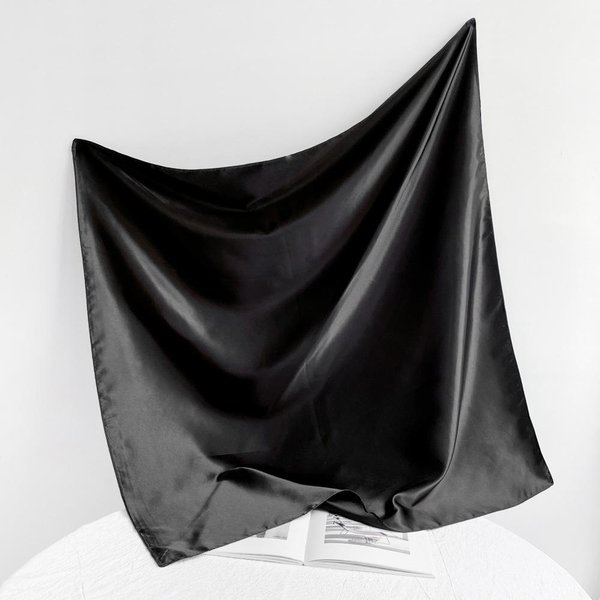 Kwadratowy Szalik W Jednolitym Kolorze 90 Cm, Szalik I Opaska Na GłOwę Dla Kobiet, Satynowy Modny BłYszcząCy Jedwabny Szalik 90*90CM Black-image