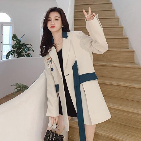 Nuevo DiseñO Blazer De Nicho Para Mujer Primavera Y OtoñO Casual Holgado Traje XL Blanco-image