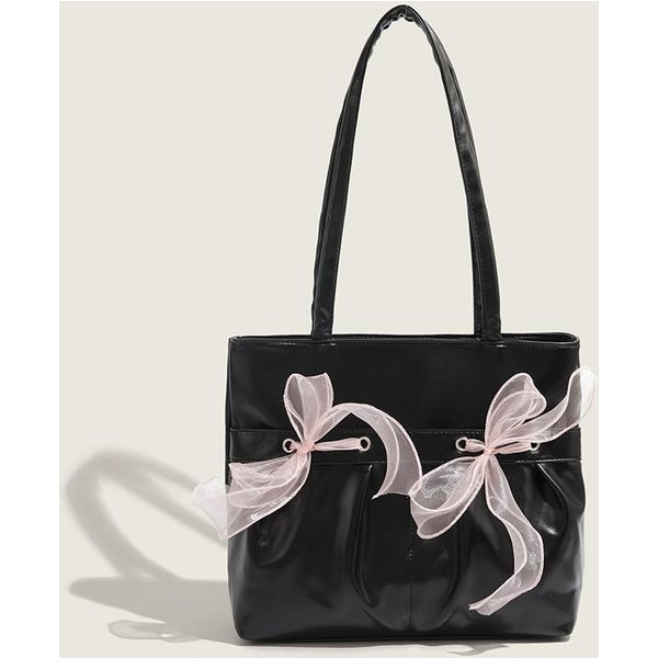 Bolso Grande Mujer Estilo Coreano Ins Estilo Perezoso Lazo Dulce Gran Capacidad Bolso Tote Estilo Universitario Bolso De Hombro-image