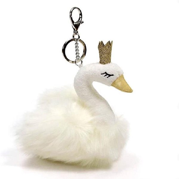 Uroczy BiałY ŁAbęDź Pluszowy Breloczek Animacja Uroczy Kawaii ZwierzęCy Maskotka Breloczek Do Kluczy Dekoracja Torby Wisiorek Kluczyk Do Samochodu Brelok MałY Prezent-image