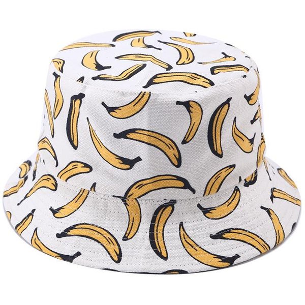 Sombrero De Pescador Para Mujer Con Estampado De PláTano Doble Cara Sombreros De Verano Para Hombre Exterior Hip Hop Sombrero De Pescador Femenino Baile Callejero Plegable (Black,56-58Cm) Black-image
