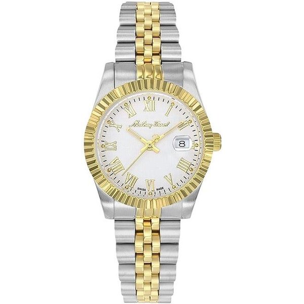 Reloj De Mujer Mathey-Tissot Mathy III Romano Bicolor Acero Inoxidable Esfera Blanca Cuarzo D810BBR Blanco-image