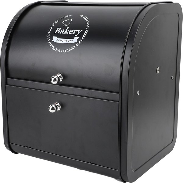Panera De Doble Capa Metal Contenedor De Almacenamiento De Pan Multifuncional Gran Capacidad Almacenamiento De Pan Flip Top Double Layer Gray-image
