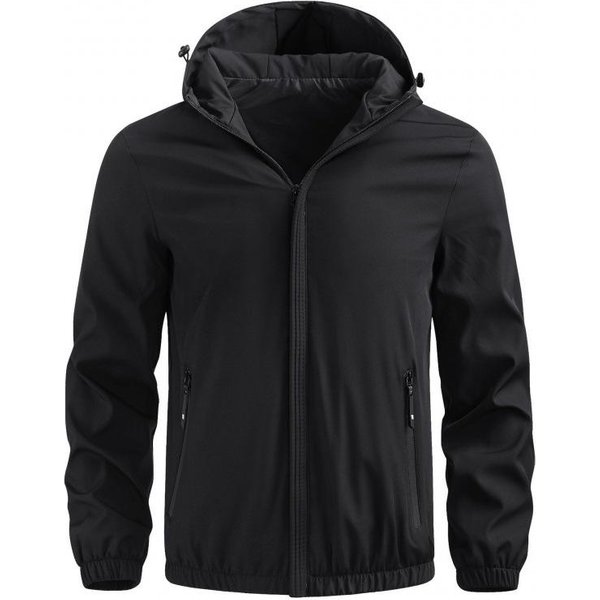 Nueva Chaqueta Casual Fina De Primavera Y OtoñO Abrigo Con Capucha Para Hombre Gabardina Para Exteriores Moda Masculina L Black-image
