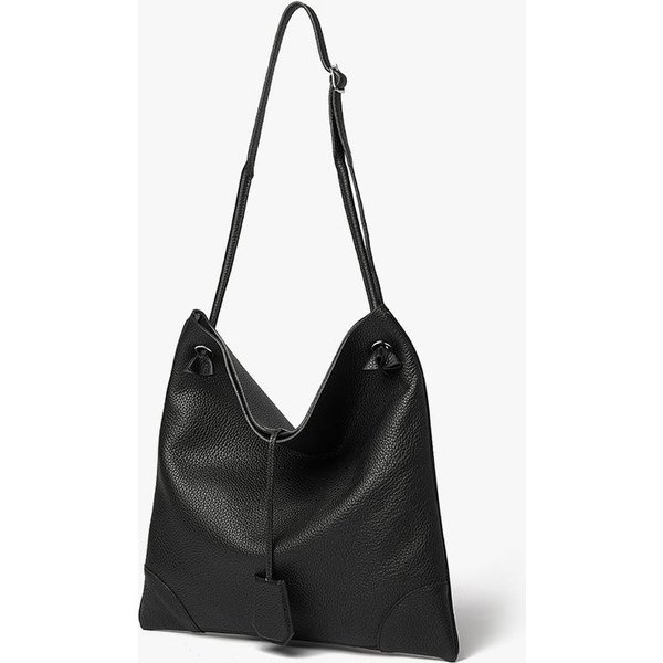 Bolso PequeñO Tote De Cuero De Flor De Vaca, Moda Casual Retro, Bolso Cruzado, DiseñO De Nicho, Bolso De Cuero De Gran Capacidad De Un Solo Hombro Negro-image