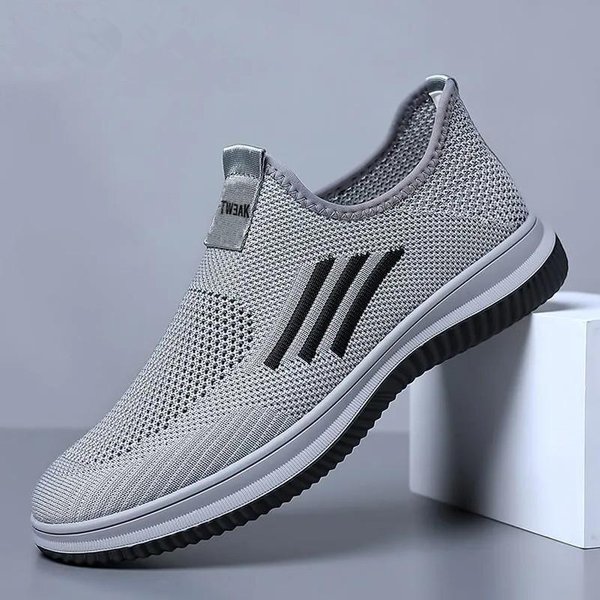 Zapatos De Hombre OtoñO Zapatos Casuales De Hombre Transpirables Talla Grande Zapatos Tejidos Voladores Malla CóModa Un Pie Zapatos Casuales De Exterior Para Hombre 44 Gray-image