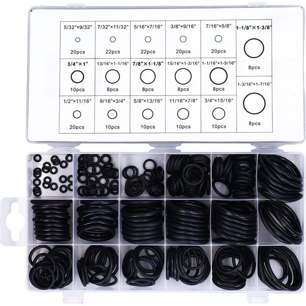 222 Piezas Surtido De Juntas TóRicas Arandelas De Goma Kit De Accesorios Para TuberíAs VehíCulos Gray-image