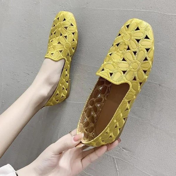 Zapatos Planos Para Mujer Mocasines Slip-On Zapatos Planos Plegables Para Mujer Punta Cuadrada Zapatos Individuales Calados Moda Fiesta Casual Moda Zapatos De Mujer 36-image