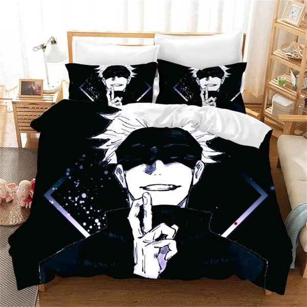 Zestaw PośCieli Jujutsu Kaisen Japonia SłYnne Anime Zestawy Poszewek Na KołDrę KołDra PośCiel Twin Queen King Pojedynczy Rozmiar Satoru Gojo EU Single 135X200Cm-image