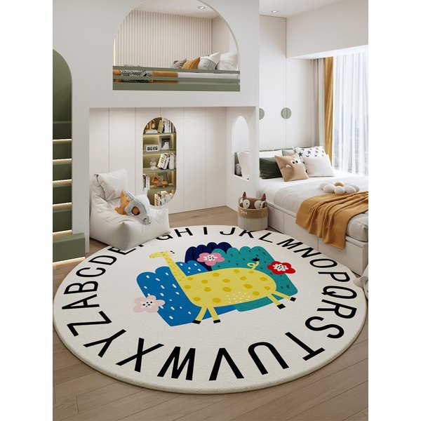 Alfombras Estilo Dibujos Animados Para Sala De Estar Engrosar Antideslizante Alfombra Infantil Redonda Linda DecoracióN De Dormitorio Alfombra De Felpa Suave Y Esponjosa Esterilla De Estudio 80X80Cm White-image