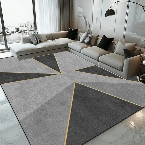 Dywaniki Geometryczne Do Domu Dywany Do Salonu Dekoracja Sypialni MięKkie Nordyckie Luksusowe Dywanik Do Salonu Maty PodłOgowe AntypośLizgowe 60*90Cm Gray-image