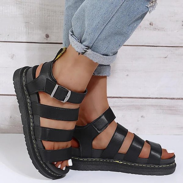 Sandalias De Verano, Zapatos Para Mujer, Sandalias Con Plataforma De CuñA Y Punta Abierta, Zapatos Informales De TacóN Alto Para Mujer, Sandalias Femeninas A La Moda Para Mujer 37 Negro-image